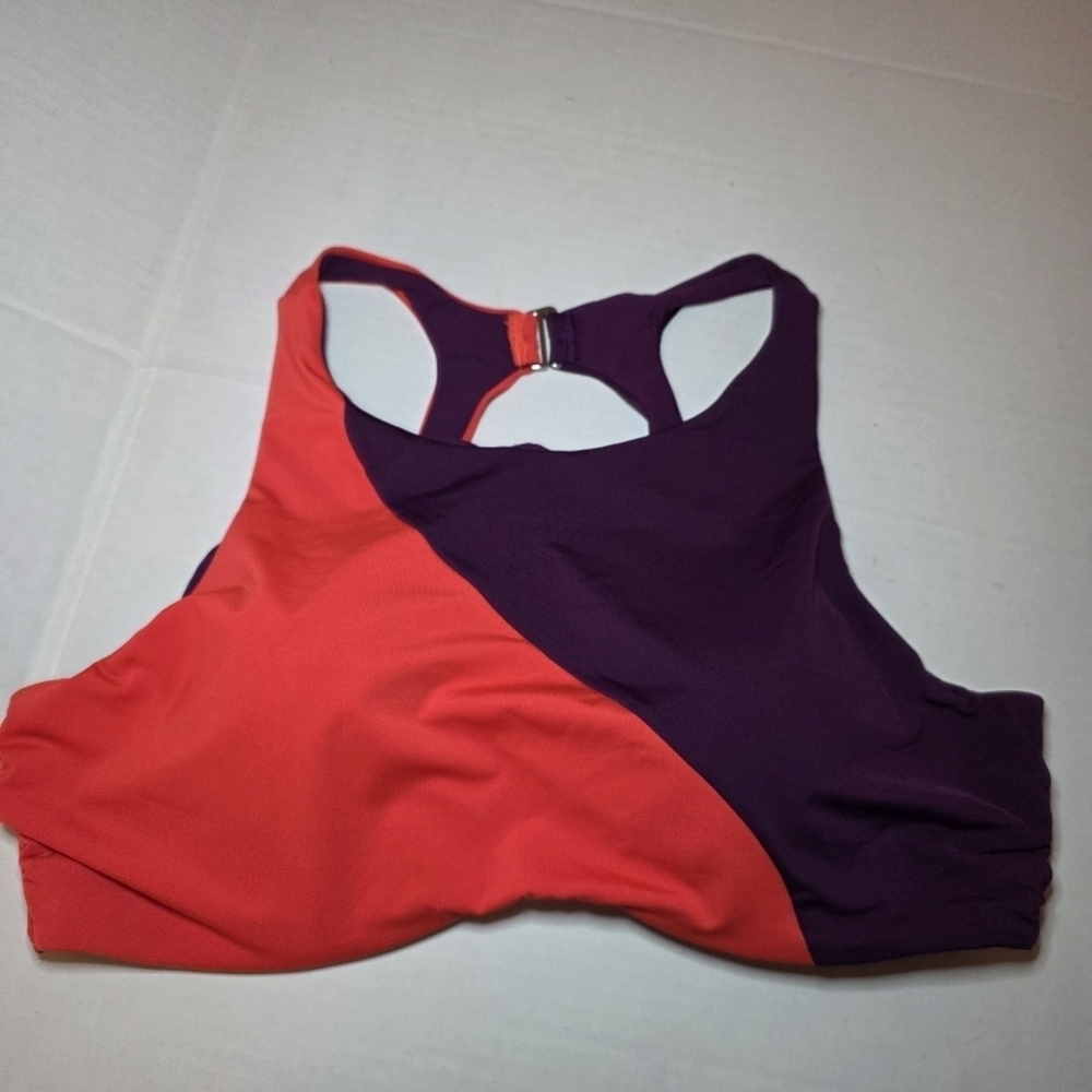 Athleta Swimwear Orange/Plum Colorblock Swim Suit Top Size 40 B/C